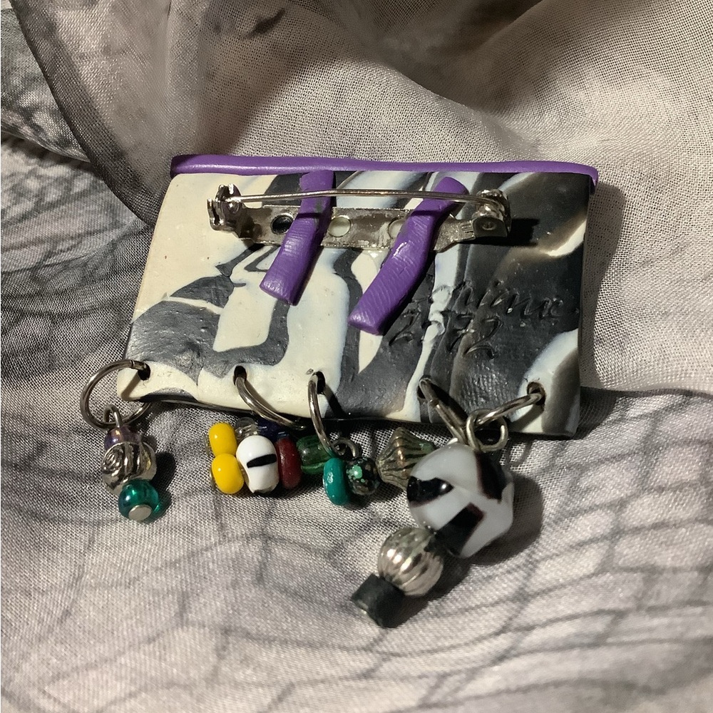 Handmade Artistic Brooch with Beaded Accents - Picture 2 of 3